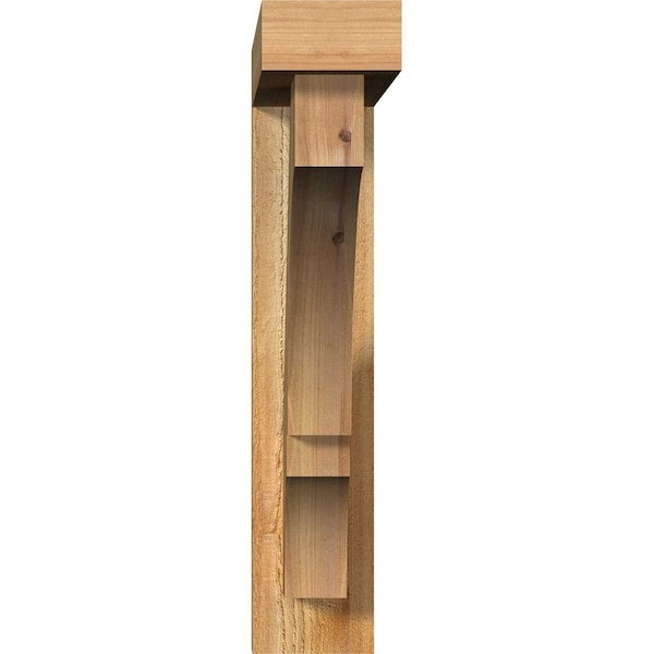 Balboa Block Rough Sawn Bracket W/ Offset Brace, Western Red Cedar, 4W X 20D X 20H